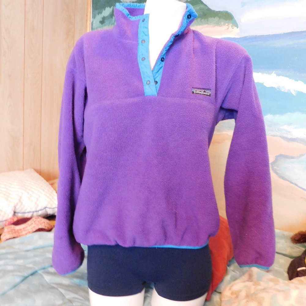 Patagonia vintage thick snap neck fleece size 7/8 womens
